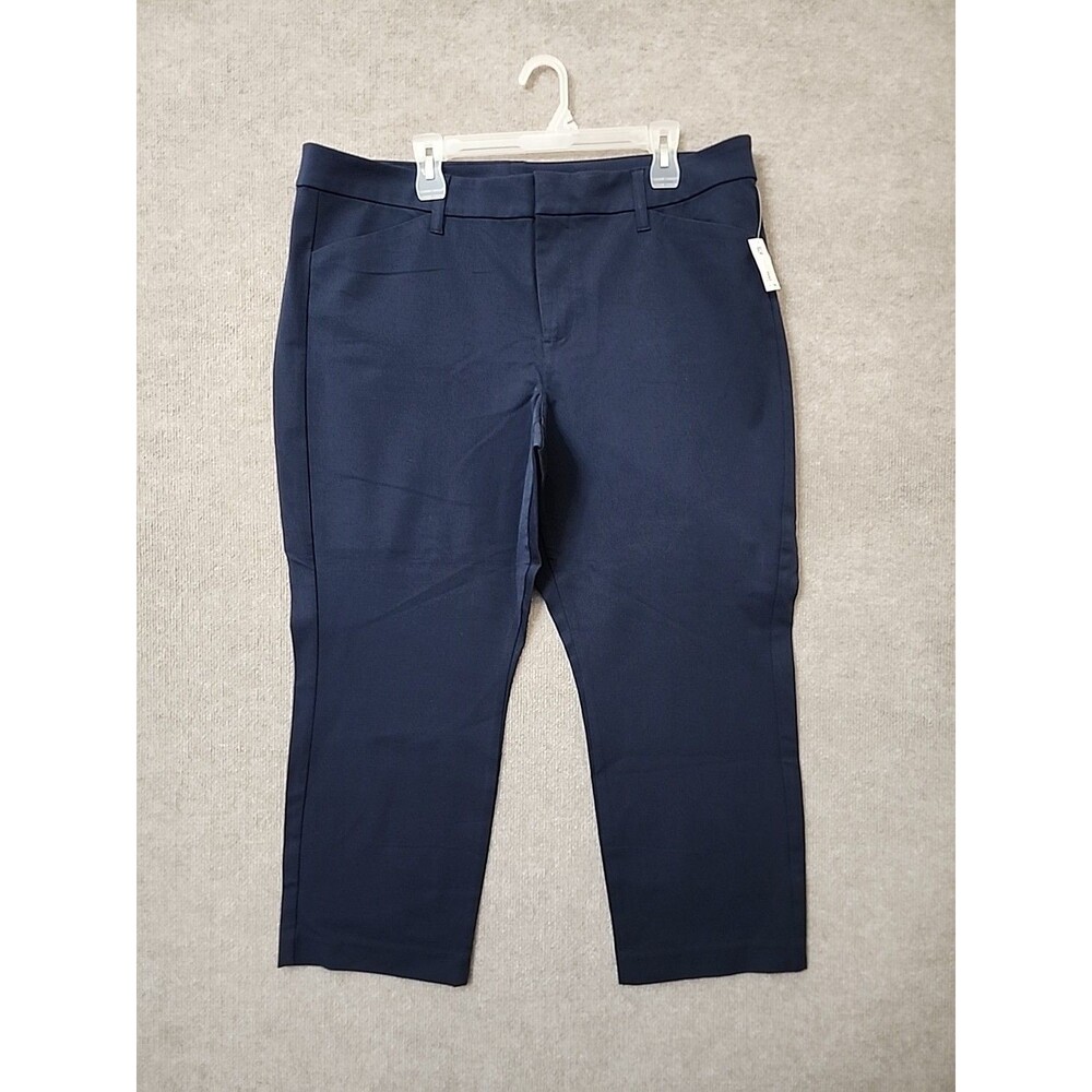 Old Navy Pixie Straight Ankle Pants Womens 20 Navy Blue High Rise Stretch NEW - Picture 3 of 10